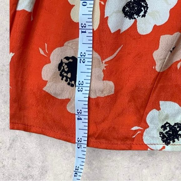 Zara Flowing Floral Print Crossover Dress XS Ruffle V-Neck Tunic Mini Orange NWT - Picture 12 of 15
